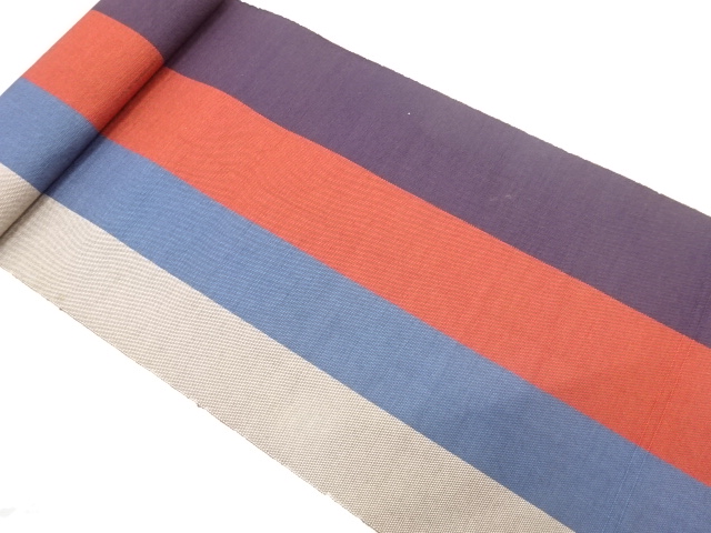 JAPANESE KIMONO / ANTIQUE BOLT FOR HASSUN OBI / WOVEN STRIPE